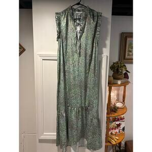 NWT Fourteenth Place Satin Maxi Ruffle Floral Dress